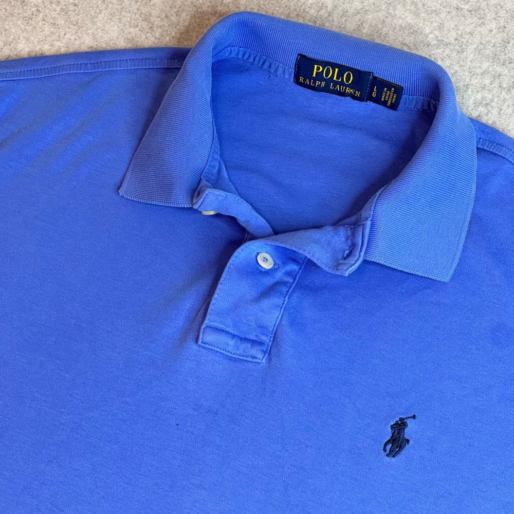 Polo Ralph Lauren Mens Large Blue Short Sleeve Cotton Jersey Polo Shirt